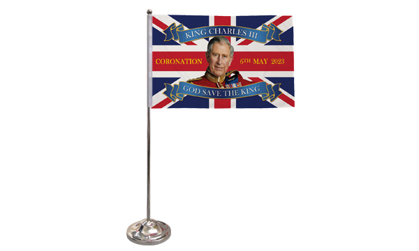 King Charles III Coronation (Style A) Satin Table Flag